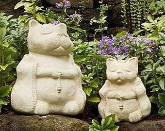 ZEN MEDITATING CATS (Size & Color Options): Solid Stone Inspirational Statue. Perfect Home Garden Gift. Outdoor Safe. Handcrafted in U.S.A