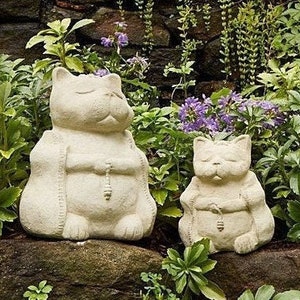 ZEN MEDITATING CATS (Size & Color Options): Solid Stone Inspirational Statue. Perfect Home Garden Gift. Outdoor Safe. Handcrafted in U.S.A