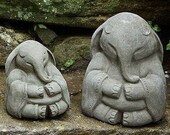ZEN MEDITATING ELEPHANT (Choice Size Color) Solid Stone Inspiring Statues. Perfect Home or Outdoor Safe Garden Gift. Handcrafted in U.S.A
