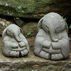 ZEN MEDITATING ELEPHANT (Size & Color Options): Solid Stone Inspirational Statue. Perfect Home Design, Outdoor Safe. Handcrafted in U.S.A