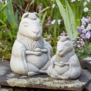 ZEN MEDITATING LLAMA (Size & Color Options): Solid Stone Sculpture. Unique Home Decor Garden Accent Gift. Outdoor Safe. Handcrafted U.S.A