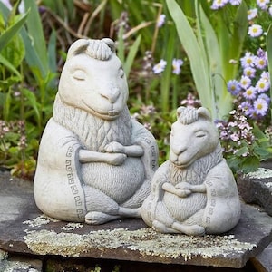 ZEN MEDITATING LLAMA (Size & Color Options): Solid Stone Sculpture. Unique Home Decor Garden Accent Gift. Outdoor Safe. Handcrafted U.S.A