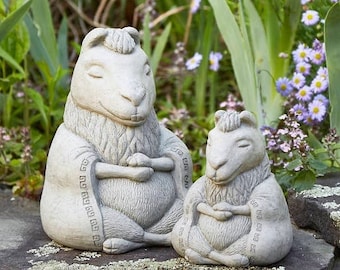 ZEN MEDITATING LLAMAS (Premium Color Options): Solid Stone Inspiring Sculpture. Perfect Home Garden Gift. Outdoor Safe. Handcrafted in U.S.A