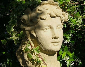 GODDESS HEAD PLANTER (4 Color Options): Massive Solid Durable Stone Bust. Home or Garden Design. Sealed for Outdoors. Handcrafted in U.S.A