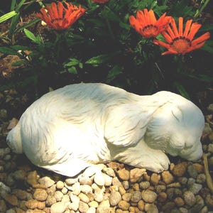 SLEEPING BUNNY STATUE (4 Color Options): Durable Solid Stone Statue. Unique Home Decor Garden Accent. Sealed for Outdoors. Handcrafted U.S.A