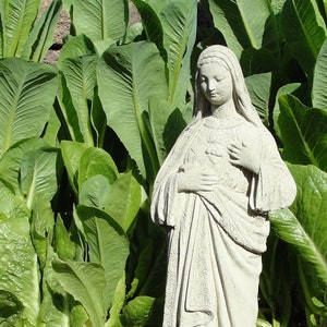 VINTAGE MARY STATUE (Choice of color): Solid Durable Stone. Indoor Decor or Outdoor Safe. Weathered Worn Detail & Texture. Handcrafted U.S.A