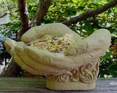 CUPPED HANDS BIRDFEEDER (Choice of Color) Solid Stone Decor Home Office Gift. Michael Gentilucci Original Sculpture. Handcrafted in U.S.A