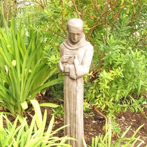 VINTAGE SAINT FRANCIS (4 Color Options): Tall Reinforced Stone Statue. Patron St Animals. Home Garden Decor. Outdoor Safe! Handcrafted U.S.A