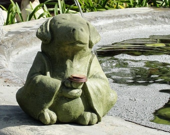 MEDITATING DOG SCULPTURE (Size & Premium Color Options): Solid Stone Zen Creation. Perfect Home Garden Sanctuary Gift. Handcrafted in U.S.A