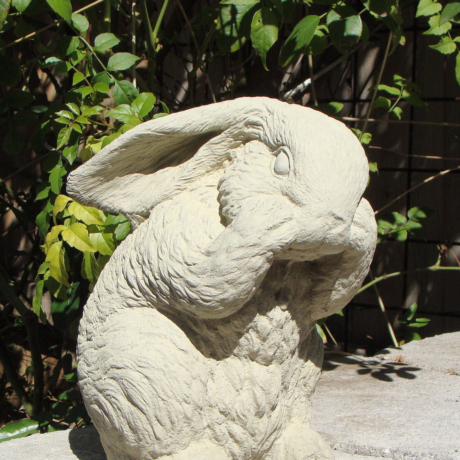 VINTAGE BASHFUL BUNNY Large Solid Stone Rabbit Statue. Etsy
