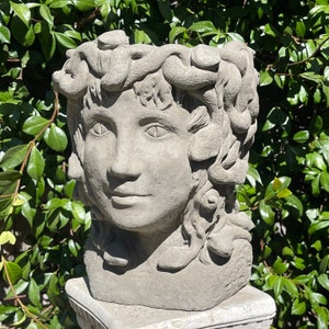 MEDUSA HEAD PLANTER Solid Stone Roman Goddess Face Planter. - Etsy