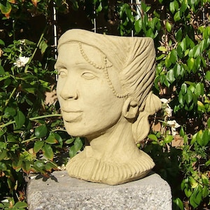 AFRICAN QUEEN PLANTER (Premium Color Option): Life-size Solid Stone Pot. Perfect Home Design, Garden Decor. Outdoor Safe! Handcrafted U.S.A