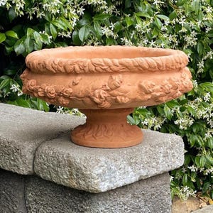 ROSEBUD PLANTER / BIRDBATH: Solid Stone Vessel. Home & Garden Decor. Outdoor Safe. Handcrafted U.S.A