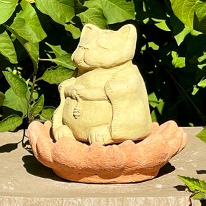 ZEN MEDITATING CATS (Size & Color Options): Solid Stone Buddha Sculpture. Unique Home Decor Garden Accent. Outdoor Safe. Handcrafted U.S.A