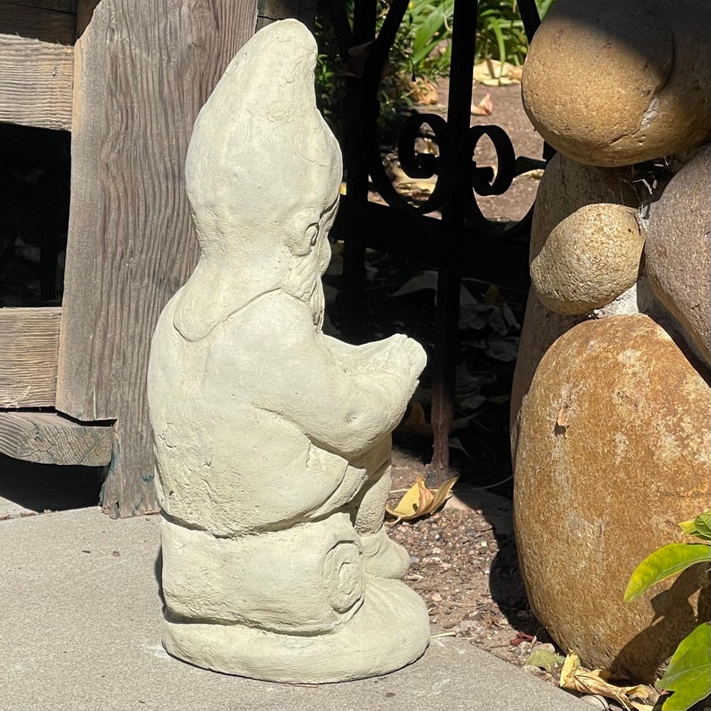 VINTAGE READING GNOME 4 Color Options: High Quality Solid Stone Statue w/ Distressed Texture. Sealed for Outdoors. Handcrafted in U.S.A image 5