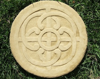 CELTIC STEPPING STONES (Color/Set Options): Solid Durable Stone. Handcrafted w/ Integrated Color, Sealed for Outdoors, Will Last for Decades