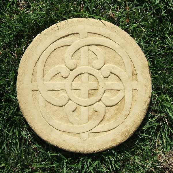CELTIC STEPPING STONES (Color/Set Options): Solid Durable Stone. Handcrafted w/ Integrated Color, Sealed for Outdoors, Will Last for Decades