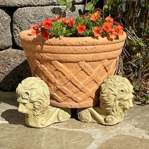 LION POTFEET SET/3:  Elevate Planters. Solid Stone Potfeet. Garden Decor. Handcrafted U.S.A.