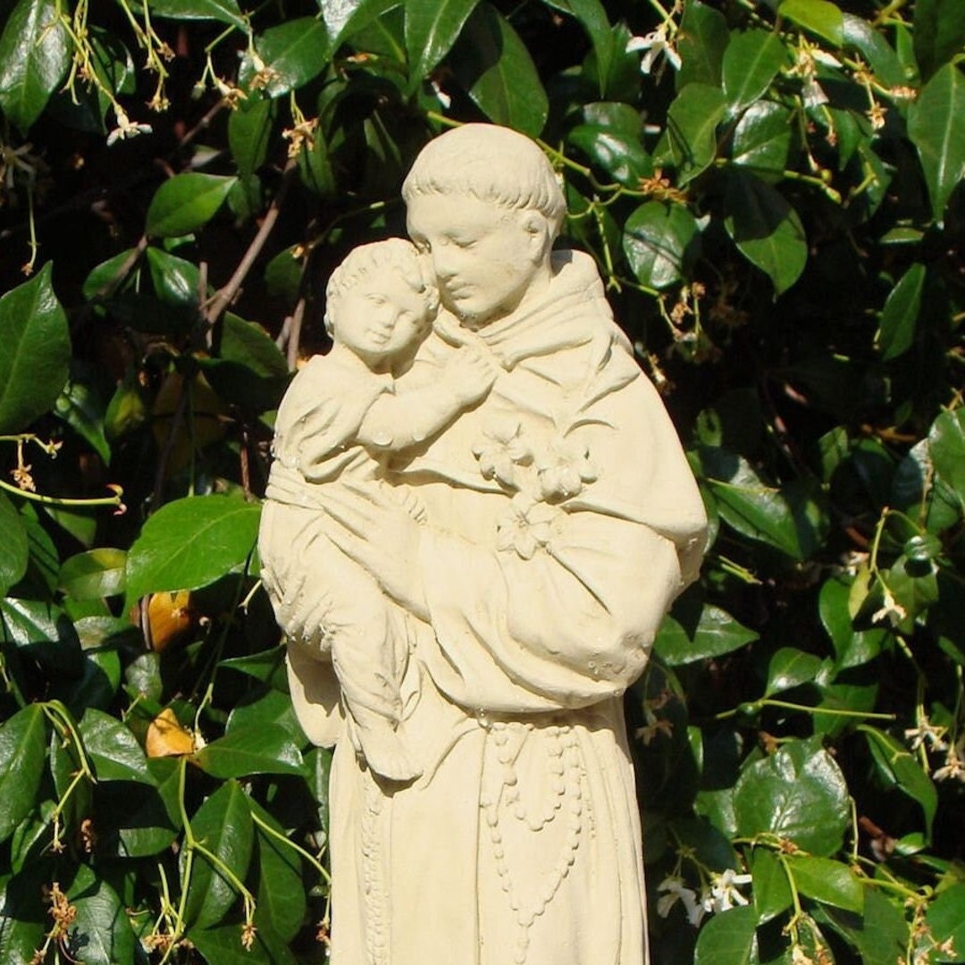 VINTAGE SAINT ANTHONY premium Color Options Solid Stone Statue