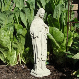 VINTAGE MARY STATUE Choice of color: Solid Durable Stone. Indoor Decor or Outdoor Safe. Weathered Worn Detail & Texture. Handcrafted U.S.A image 2