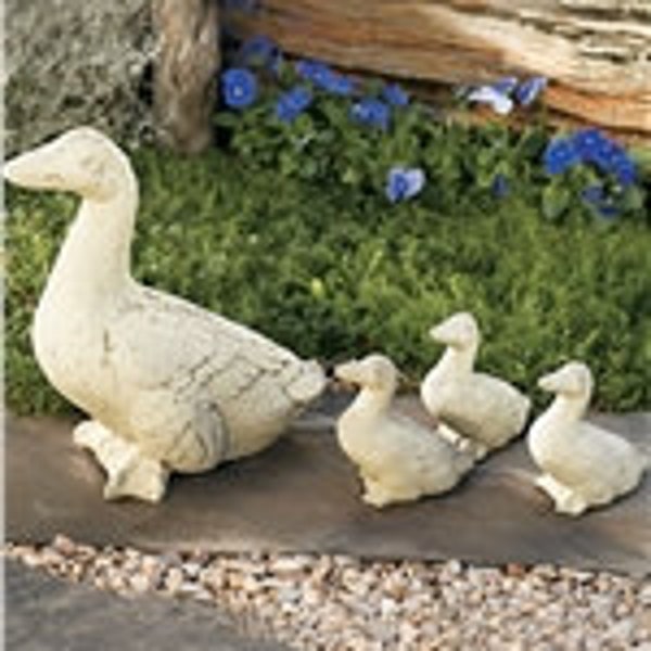 VINTAGE DUCK FAMILY (Color & Set Options): Solid Stone w/ Aged Texture. Perfect Home Design, Sealed for Outdoors. Handcrafted in U.S.A