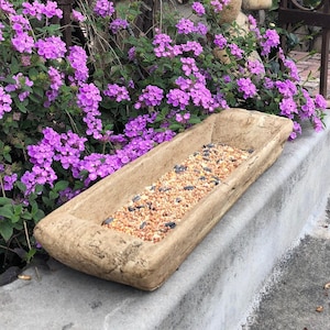 BOAT TRAY BIRDFEEDER (Premium Color Options): Durable Solid Stone Birdbath Feeder. Succulent Planter. Sealed for Outdoors. Handcrafted U.S.A