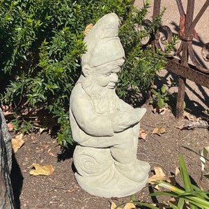 VINTAGE READING GNOME 4 Color Options: High Quality Solid Stone Statue w/ Distressed Texture. Sealed for Outdoors. Handcrafted in U.S.A image 2
