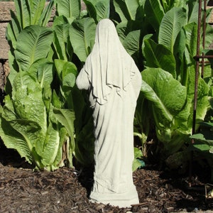 VINTAGE MARY STATUE Choice of color: Solid Durable Stone. Indoor Decor or Outdoor Safe. Weathered Worn Detail & Texture. Handcrafted U.S.A image 3