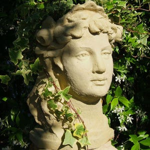 GODDESS HEAD PLANTER (4 Color Options): Large Solid Stone Classic Bust. Home Decor Garden Accent. Sealed for Outdoor Use. Handcrafted U.S.A