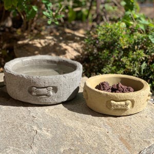 OUTDOOR PET BOWL (Style, Size & Color Option): Discard Ugly Plastic. Upgrade Solid Stone Dog or Cat Garden Dish. Pet Safe. Handcrafted U.S.A