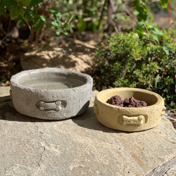 OUTDOOR PET BOWL (Style, Size & Color Options): Discard Ugly Plastic get a Solid Stone Cat and/or Dog Dish. Pet Safe. Handcrafted in U.S.A