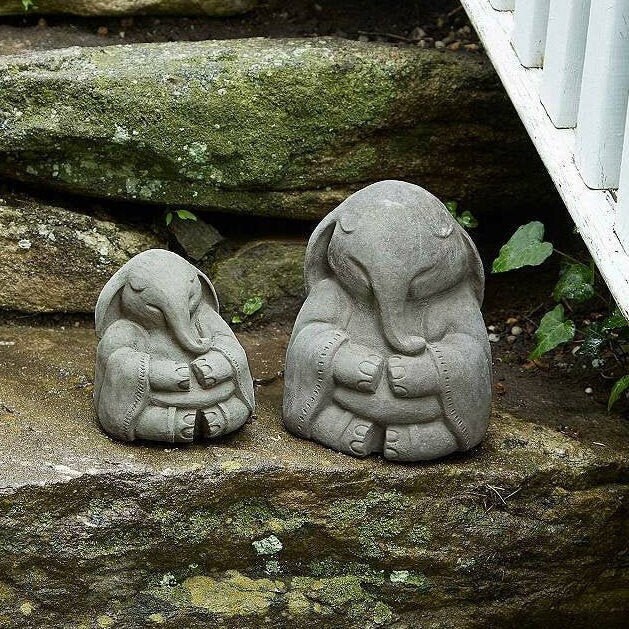 ZEN MEDITATING ELEPHANT (Choice Size & Color): Solid Stone Inspiring …