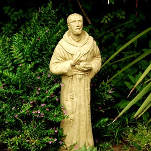 VINTAGE SAINT FRANCIS (4 Color Options): Durable Solid Stone Statue. Unique Home Decor Garden Accent. Sealed for Outdoors. Handcrafted U.S.A