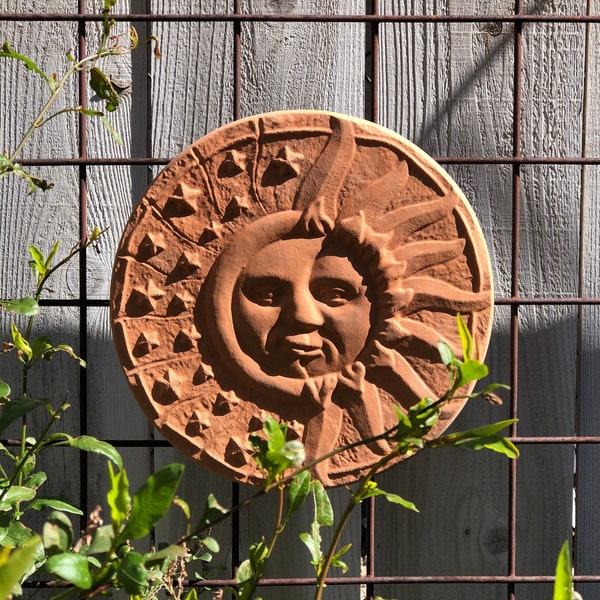 MOON & SUN TABLET (4 Color Options): Solid Stone Decorative Wall Hanging w/ Rust Proof Hook. Sealed for Outdoor Use. Handcrafted in U.S.A