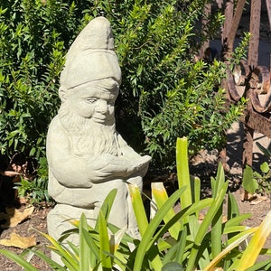 VINTAGE READING GNOME 4 Color Options: High Quality Solid Stone Statue w/ Distressed Texture. Sealed for Outdoors. Handcrafted in U.S.A Classic (white)