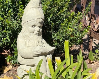 VINTAGE READING GNOME (4 Color Options): High Quality Solid Stone Statue w/ Distressed Texture. Sealed for Outdoors. Handcrafted in U.S.A