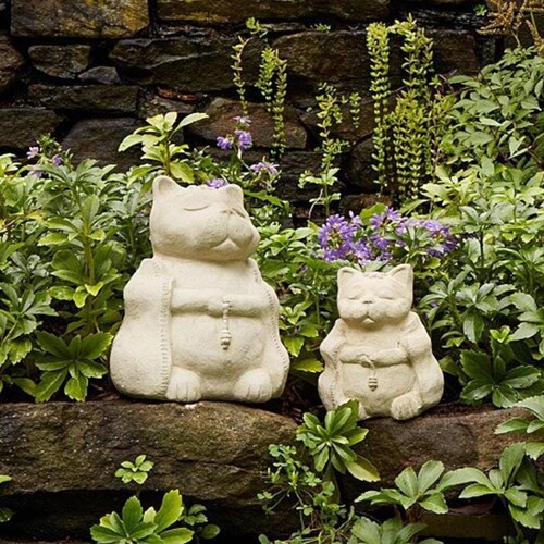 ZEN MEDITATING CATS (Size & Color Options): Solid Stone Art Sculpture. Unique Home Decor Garden Accent Gift. Outdoor Safe. Handcrafted U.S.A