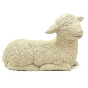 VINTAGE LAYING LAMB: Solid Stone Sheep Statue. Outdoor Landscape Garden Safe! Handcrafted U.S.A. image 9