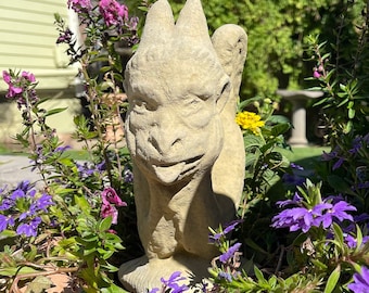 VINTAGE GARGOYLE STATUE (4 Color Options): Solid Durable Quality Stone. Perfect Home Design, Sealed for Outdoor Use. Handcrafted in U.S.A