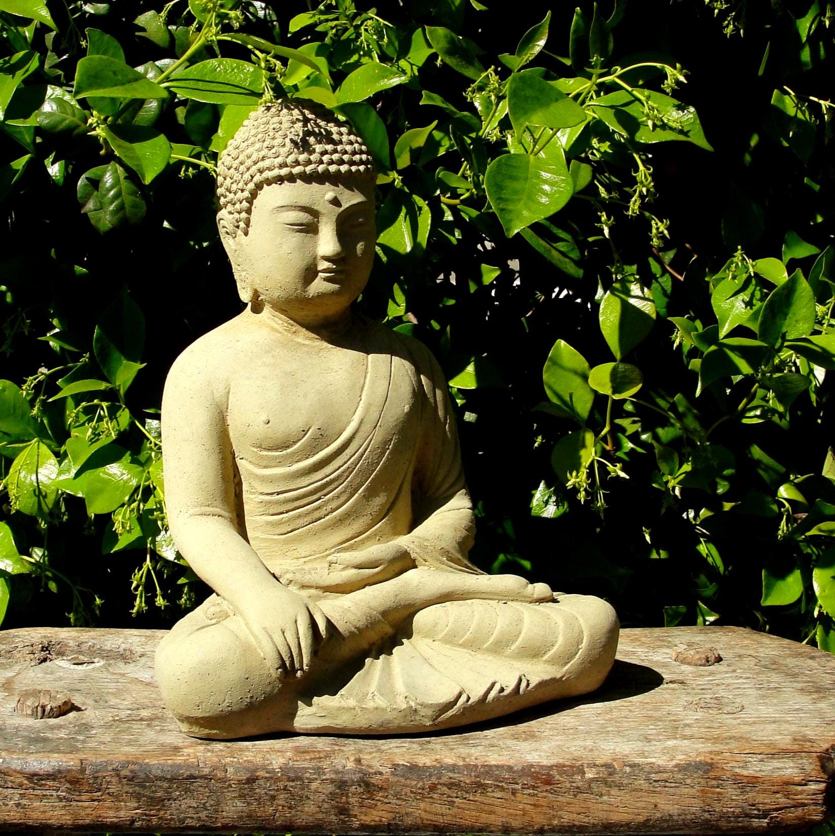 Vintage Master Buddha | 4 Color Options Durable Solid Stone Statue. Serene Home Decor Garden Accent. Sealed For Outdoors. Handcrafted U.s.a