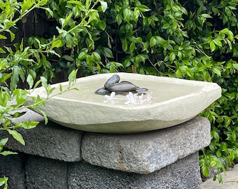 ZEN OCTAGON BIRDBATH (4 Color Options): Solid Durable Shallow Old World Bird Bath. Sealed for Outdoor Use, Holds Water! Handcrafted in