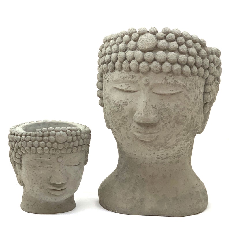 BUDDHA HEAD PLANTER Solid Durable Stone Container W Drainage. Etsy