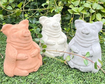 ZEN MEDITATING PIG (Size & Color Options): Solid Stone Zen Animal Buddha Sculpture. Perfect Home Garden Office Gift. Handcrafted in U.S.A