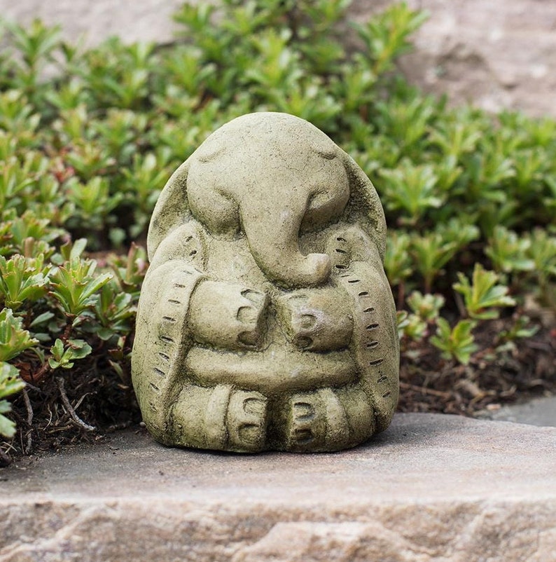 ZEN MEDITATING ELEPHANT Size & Color Options: Solid Stone Inspirational Statue. Perfect Home Design, Outdoor Safe. Handcrafted in U.S.A image 3