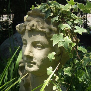 GODDESS HEAD PLANTER (4 Color Options): Large Solid Stone Classic Bust. Home Decor Garden Accent. Sealed for Outdoor Use. Handcrafted U.S.A