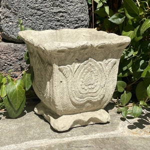 VINTAGE SQUARE PLANTER (Premium Color Options): Durable Solid Stone Flower Pot. Home Garden Decor, Sealed for Outdoor Use. Handcrafted U.S.A