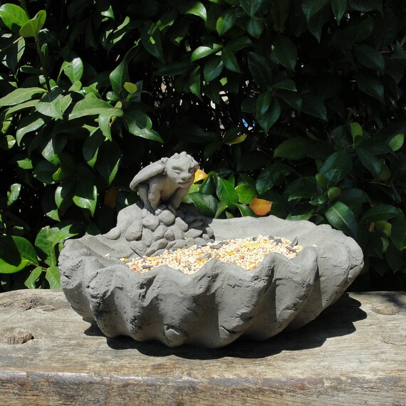 Gargoyle Bird Feeder Choice Of Colors Solid Stone Bird Etsy