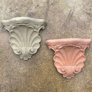 SEASHELL WALL SCONCE (4 Color Options): Solid Durable Stone Corbel Shell. Ideal Home Design, Sealed for Outdoor Use. Handcrafted in U.S.A