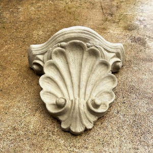 VINTAGE SHELL SCONCE (4 Color Options): Durable Solid Stone Corbel Plaque. Unique Home Garden Decor. Sealed for Outdoors. Handcrafted U.S.A