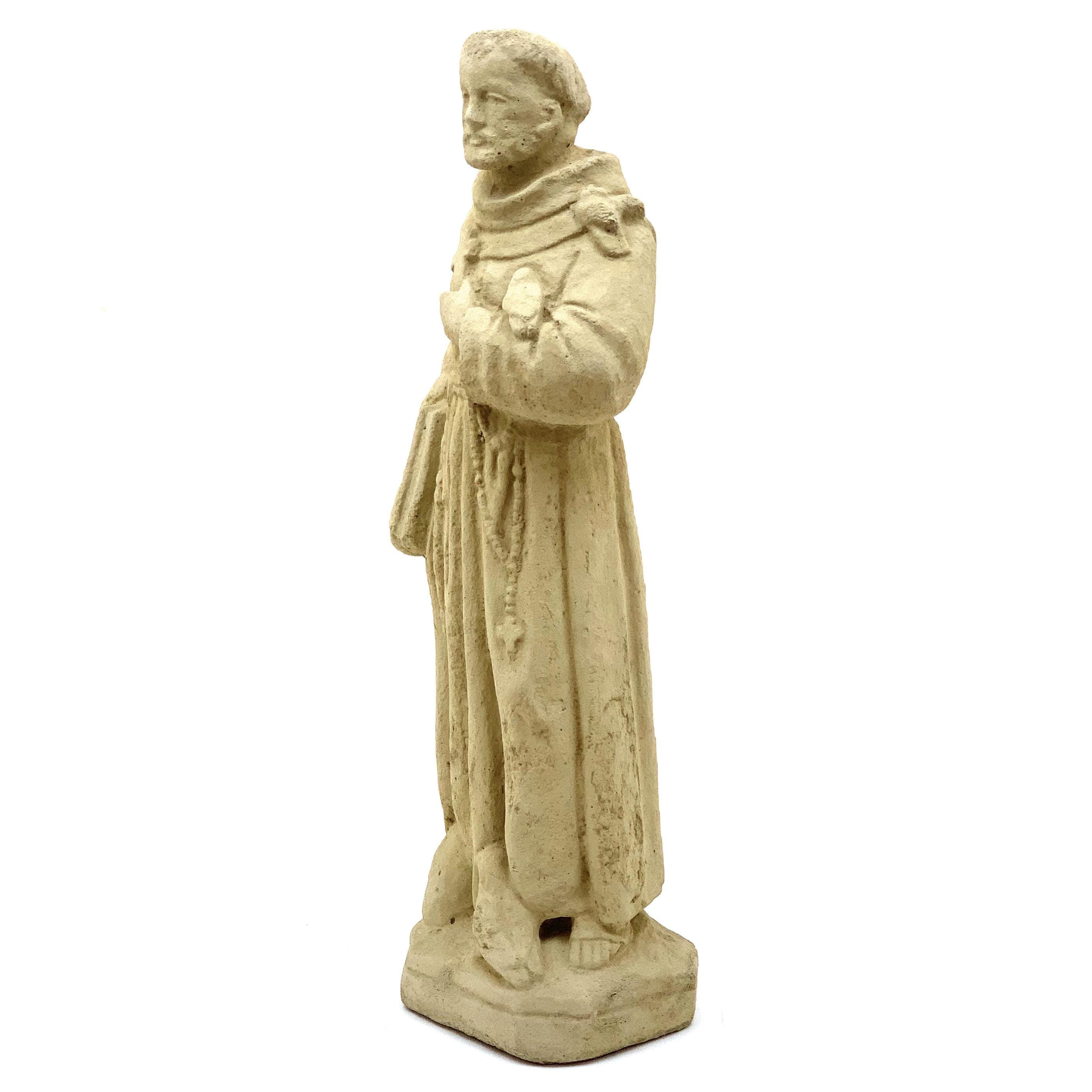 VINTAGE SAINT FRANCIS: Solid Stone Statue. Home Garden Decor